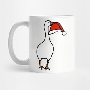 White Goose Steals Christmas Santa Hat Mug